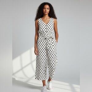 Grae Linen New Zealand Designer Linen Polka Dot Jumpsuit Size 4